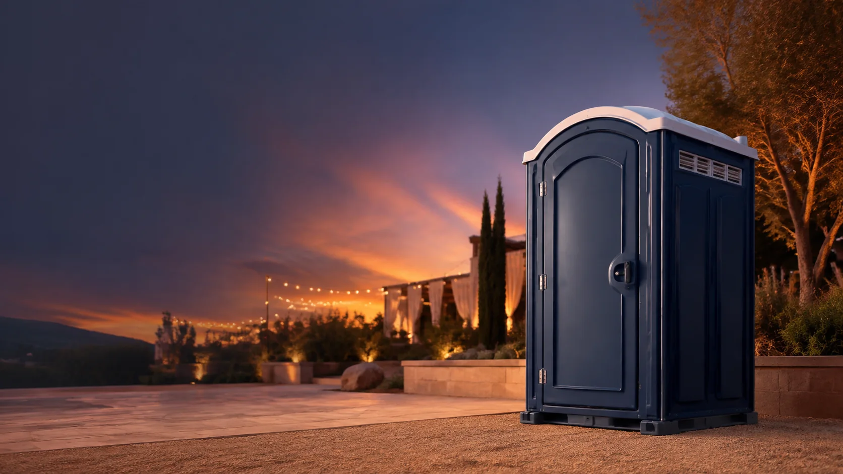 Portable restroom shown for rental planning in Trenton, NJ